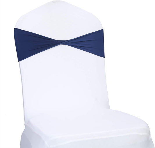 VDS Pack of 300 PCS | Navy Blue | Spandex Chair Sashes Bows Without Buckle | Stretch Elastic Banquet Universal Folding Chair Band Tie with for Wedding Party Conference Celebration Event Decoration