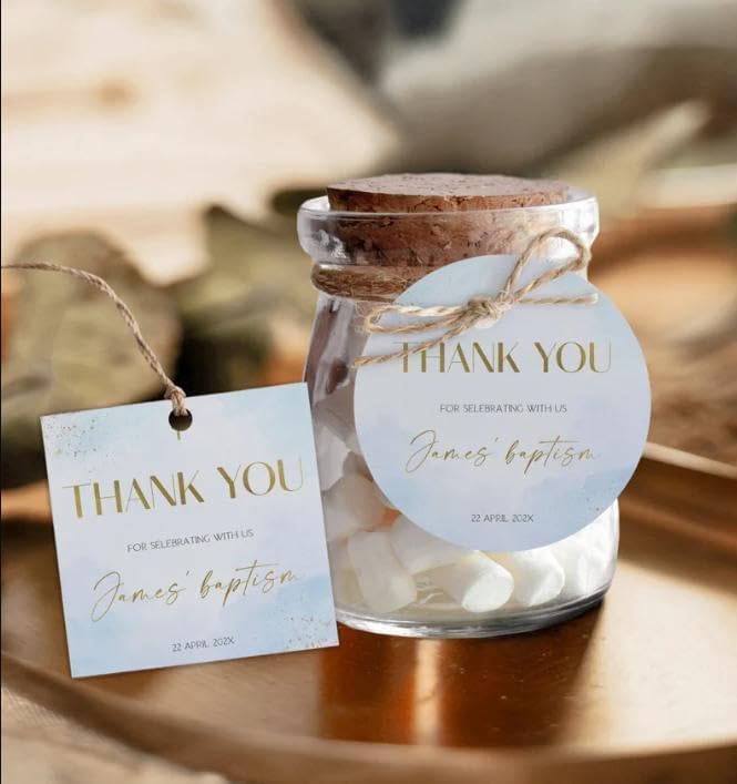 Custom Gift Tags - Personalized Wedding & Birthday Party Favors, Round Kraft Paper Hang Tags with String