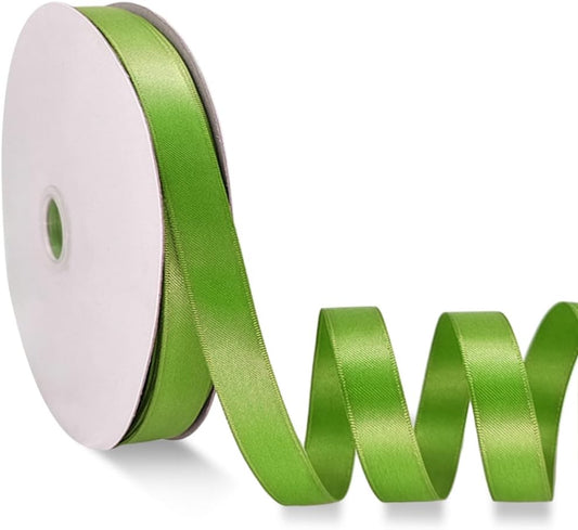 Olive Green Satin Ribbon Double Faced Satin 1/2 inch x 55Yards Polyester Ribbon for Gift Wrapping Crafts Wedding Decoration Bows Ornaments Party Bouquet Floral Arrangement