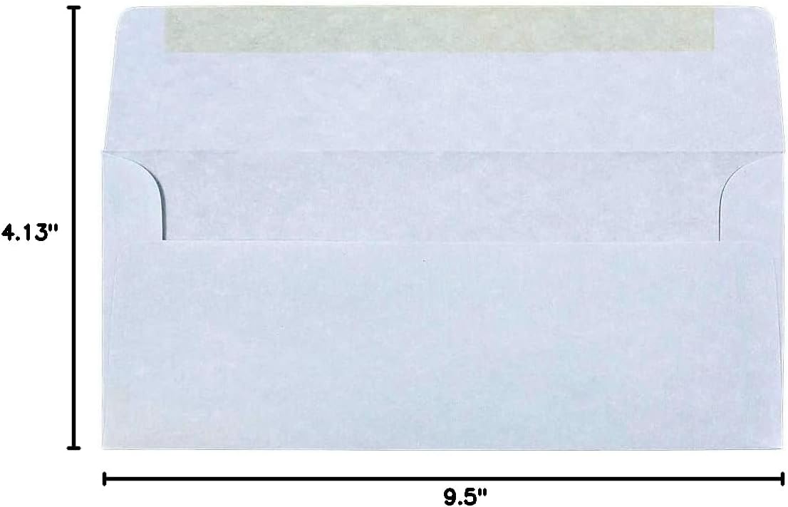 JAM PAPER #10 Business Parchment Envelopes - 4 1/8 x 9 1/2 - Blue Recycled - 50/Pack