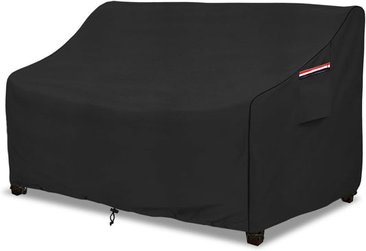okcool Heavy Duty Patio Sofa Cover, 100% Waterproof 2-Seater Outdoor Sofa Cover Fits up to 58W x 32.5D x 31H Inches, Lawn Patio Furniture Covers,Black