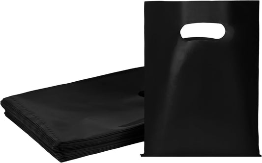 100 PCS Black Small Gift Bags, 6"x8" Merchandise Bags for Small Businesses, Goodie Bags Party Favor Bags for Kids, Treat Bag Retail Bag with Handle for Kids Birthday, Christmas