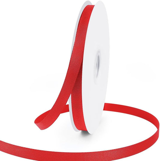 3/8" X 50 Yards Red Grosgrain Ribbon, Premium Grosgrain Ribbon for Sewing, Gift Wrapping, Bow Making, Wedding Decor, Wrapping and More (Red)