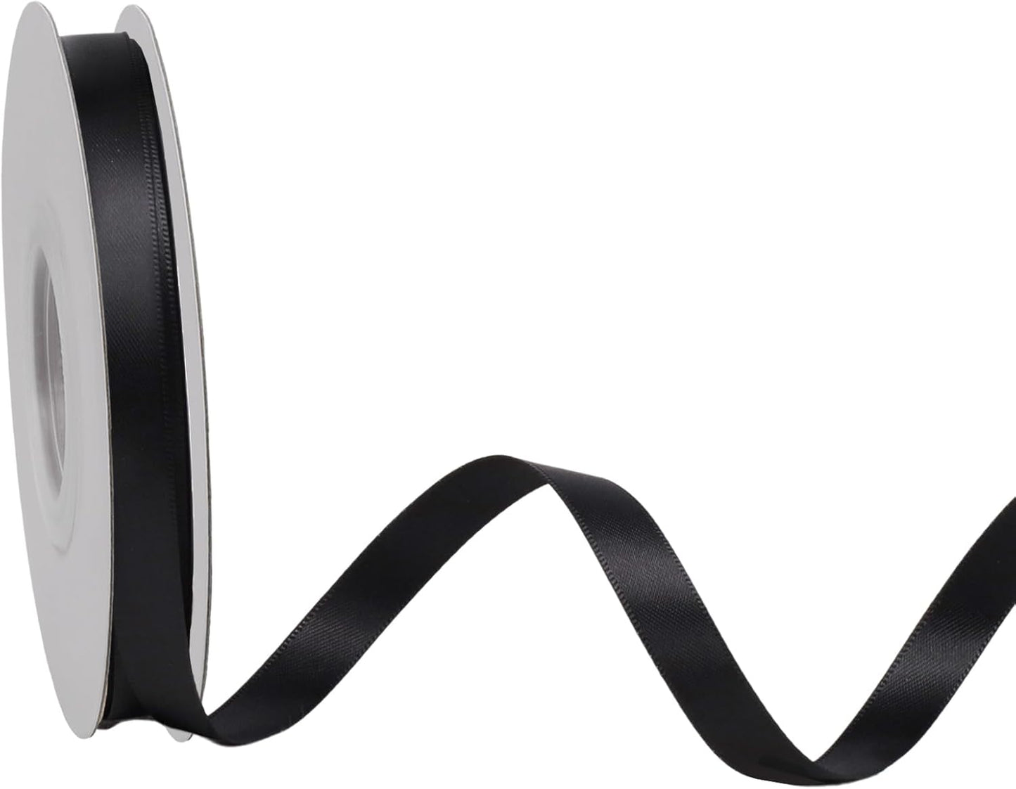 LaRibbons 3/8 Inch 25 Yard Double Faced Satin Ribbon,Black Small Satin Craft Fabric Ribbon for Gift Wrapping Floral Bouquets Wedding Party Decoration