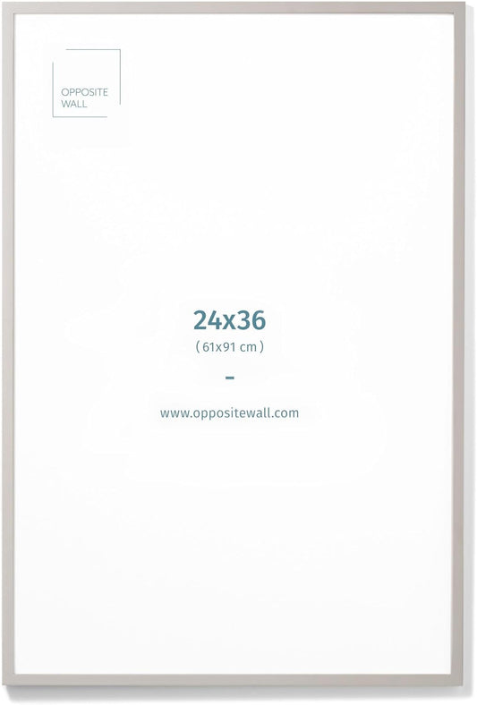 Opposite Wall - 24x36 in - Real Wood Grey Picture Frame - Lightweight, Versatile & Shatterproof - Large Wall Hanging Photo or Poster Frame - Wall Decor for Office, Gallery & Home