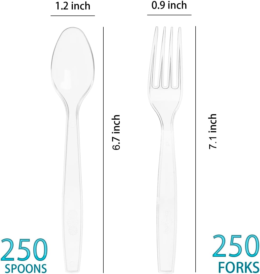 500 Count Plastic Silverware, Heavy Weight Plastic Forks Spoons Disposable Utensils Cutlery Set for Wedding Party Supplies Everyday Use