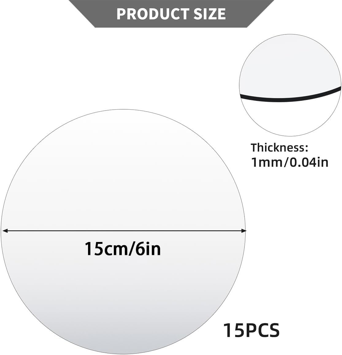 Round Mirror Centerpieces, Acrylic Circular Plates for Table Decoration, 15 Pack, Wedding Party Decor, Candle Tray (6inch)