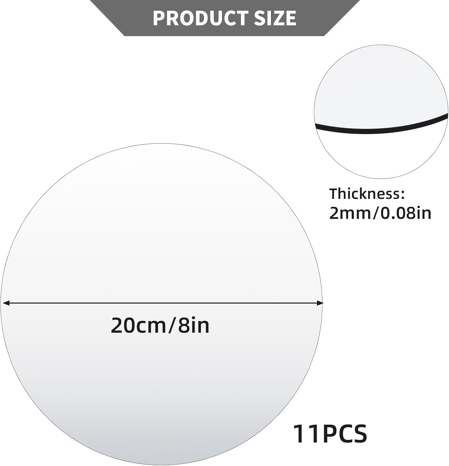 11Pack Round Mirror Centerpieces for Tables, Acrylic Circle Mirror Tiles Non Glass Mirror, for Bedroom Bathroom Living Room Wall Decor Tray Candle Wedding Table Centerpiece Decor, 2mm Thick (8inch)