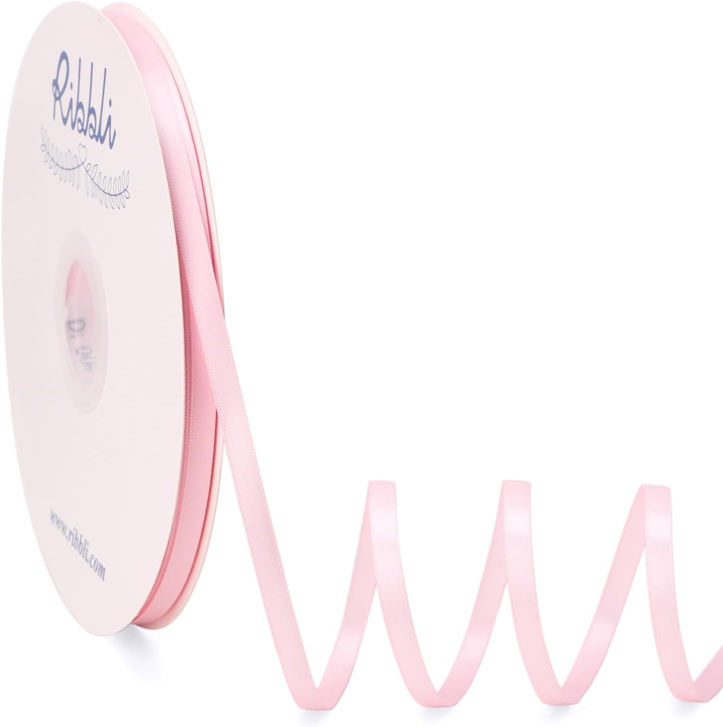 Ribbli Light Pink Satin Ribbon Double Faced Satin 1/4 Inch x Continuous 100 Yards-Baby Pink Ribbon for Gift Wrapping Crafts Wedding Decoration Bows Bouquet Floral Arrangement