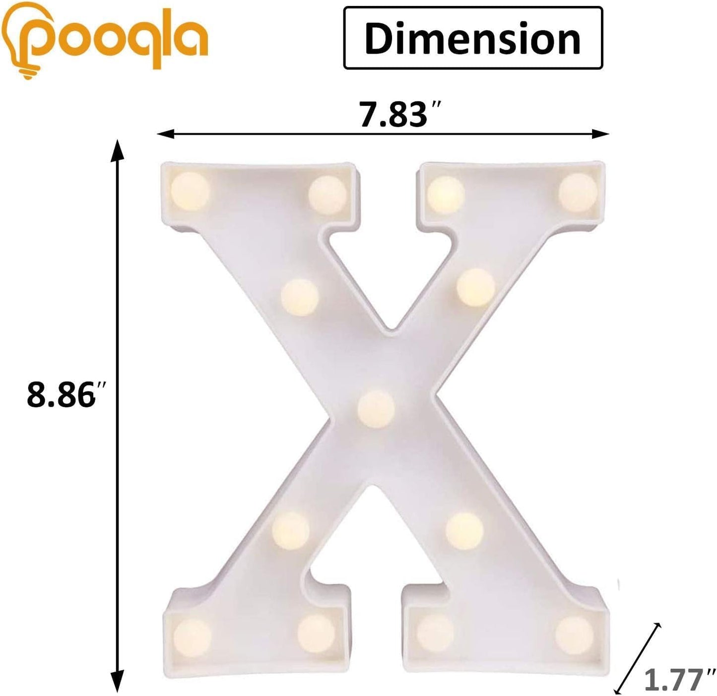 Pooqla LED Marquee Letter Lights, Warm White and Cool White Decorative Lighted Letters, Light Up Alphabet Letters for Boys Girls, Party, Wedding, Bar, Night Light, Birthday Decoration, Letter X