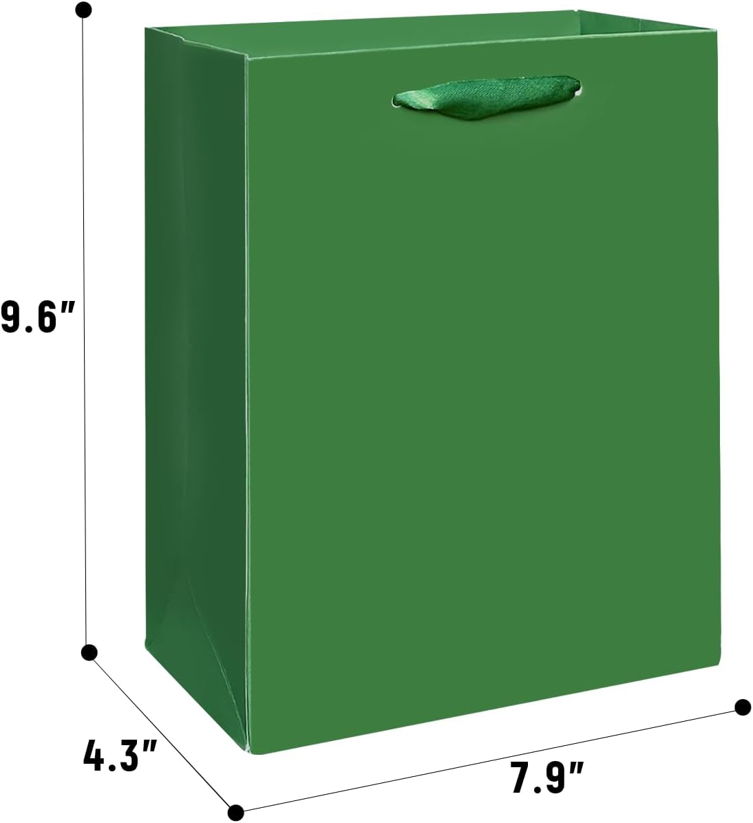 Gcardist Dark Green Gift Bags with Tissue Paper for Wedding, Birthday, Party Supplies-7.9"x4.3"x9.6" Medium Size Cardboard Gift Bags（16pcs Bags +32pcs Tissue Paper ）