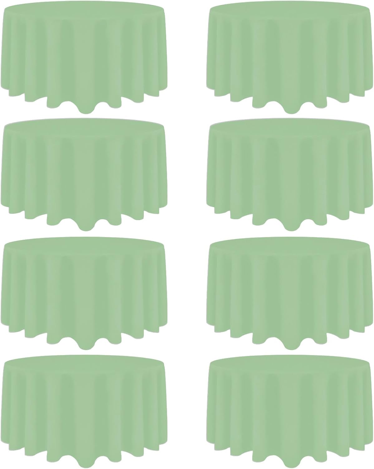 8 Pack Sage Green Round Tablecloth 90 Inch Stain and Wrinkle Resistant Round Sage Green Table Cloth Reusable and Washable Polyester Fabric Table Covers for Buffet Wedding Party and Banquet