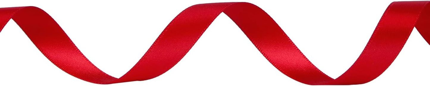 Ribbli Double Faced Red Satin Ribbon,1/2” x Continuous 25 Yards,Use for Bows Bouquet,Gift Wrapping,Floral Arrangement