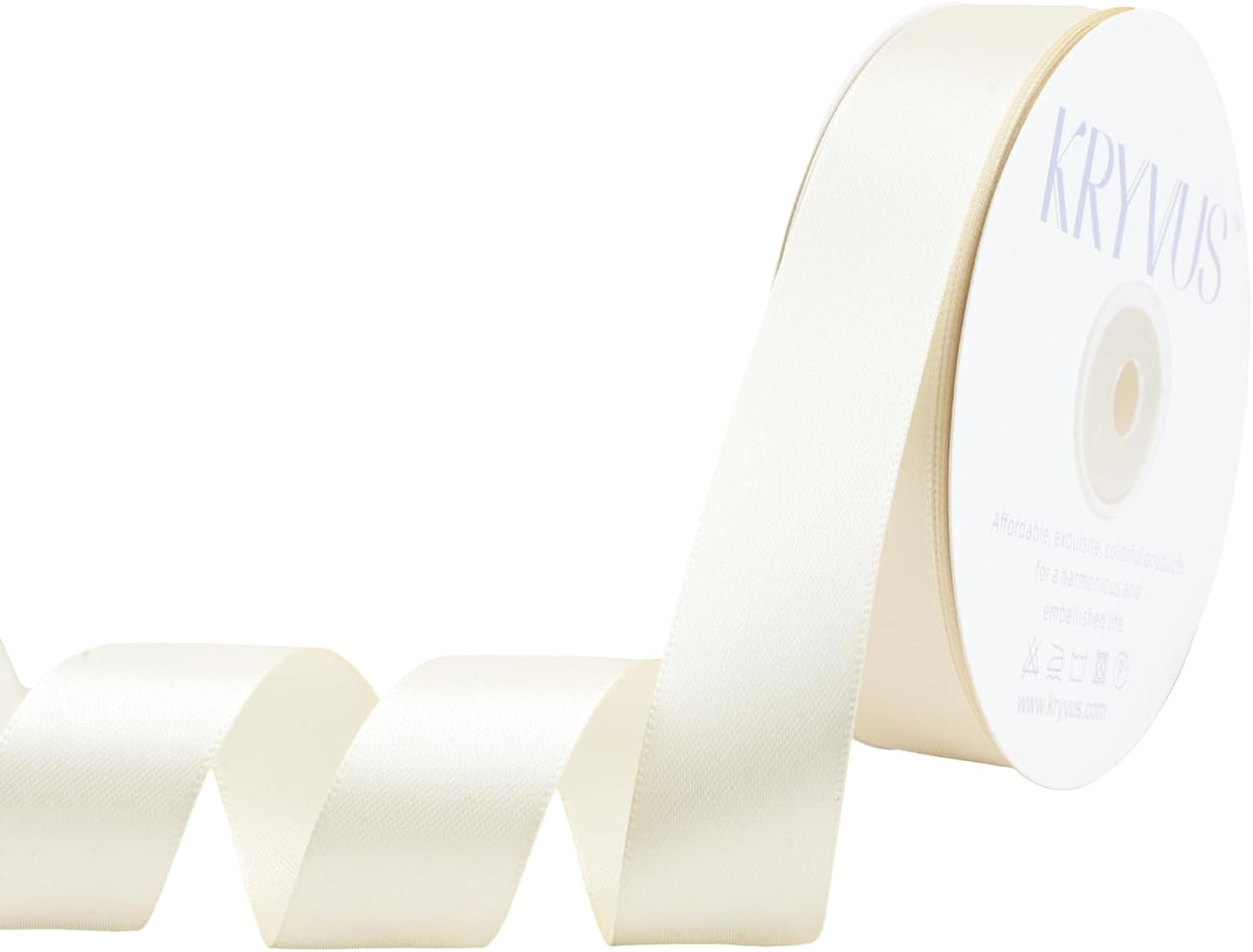 Beige Satin Ribbon 1 inch X Continuous 50 Yards, Single Face Polyester Ribbon Perfect for Gift Wrapping, Flower Bouquet, Wedding Decor, Crafts, Bow Making, Sewing and More