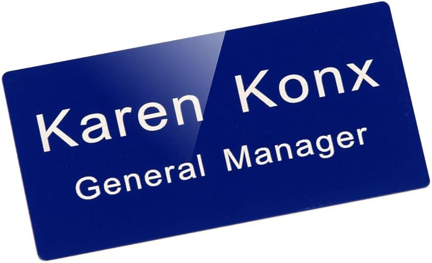 Custom Engraved Name Tag Badges – Personalized Identification ID Badge with Pin or Magnetic Backing (Bule/White, 1.5" x 3")