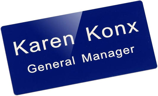 Custom Engraved Name Tag Badges – Personalized Identification ID Badge with Pin or Magnetic Backing (Bule/White, 1.5" x 3")