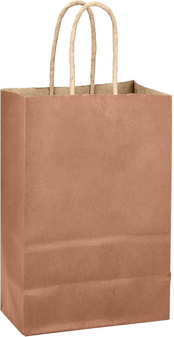 qiqee Apricot Gift Bag with Handles Bulk 24Pcs Paper Bags -8.3"x6"x3. 15" Party Favor Bags - Solid Color