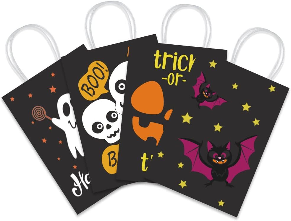 12 Piece Halloween Paper Treat Bags, Trick or Treat Bag Cute Halloween Party Gift Favors Bags