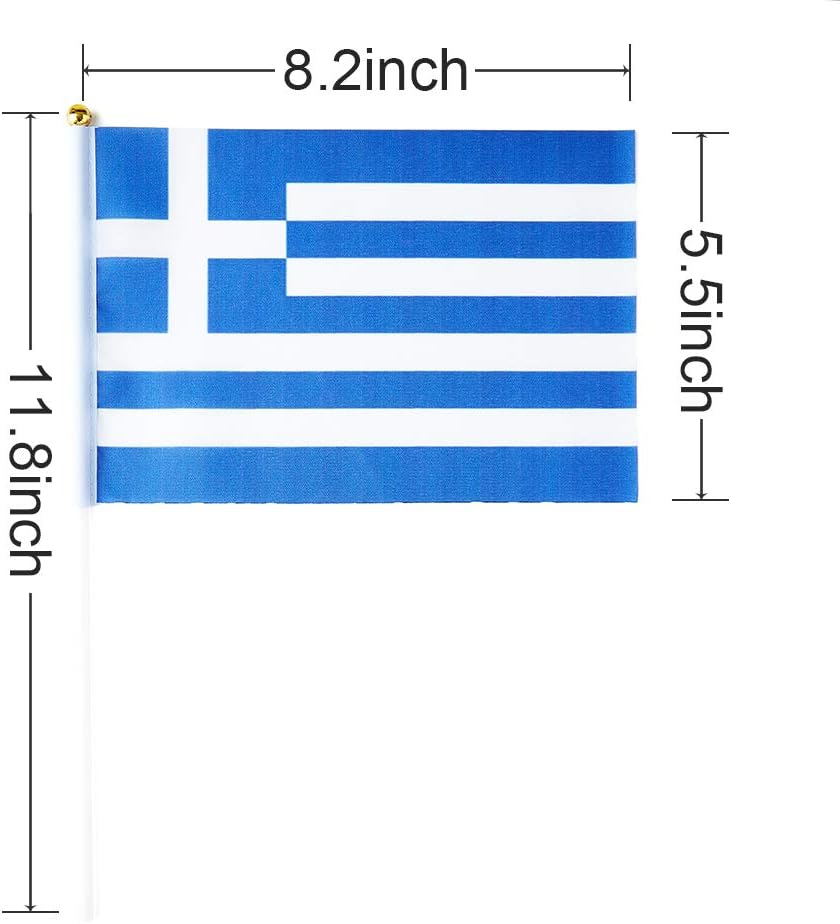 Greece Flag Greek Flag, Small Mini Handheld Greece Flags on Stick, Ideal for Party Parades Sports Events Patriotic Festival Decorations