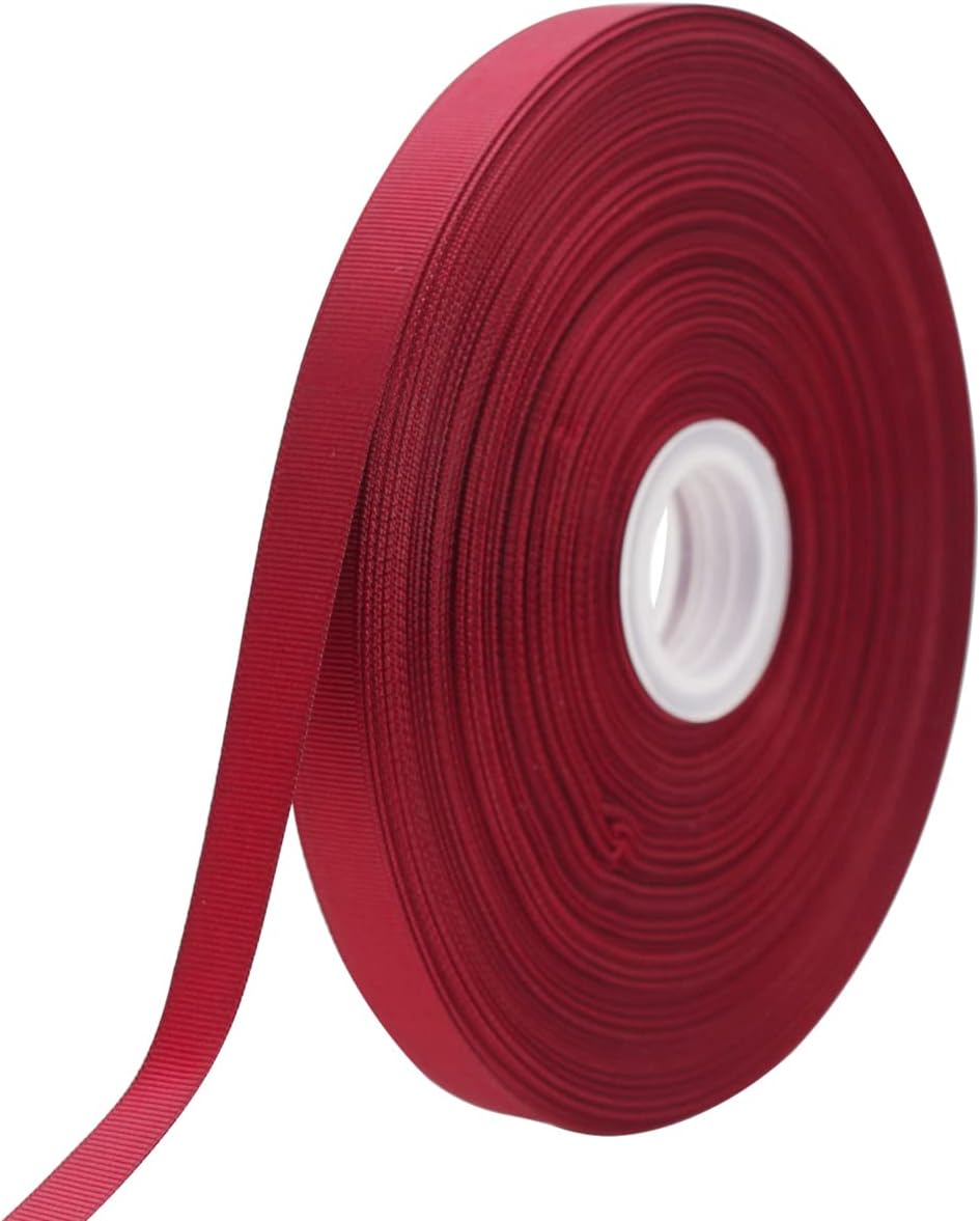 Jesep One Roll 100 Yards 5/8" Soild Grosgrain Ribbon Boutique Gift Wrapping Package Ribbon, DIY Crafts Bow Hair Headband Accessories Assorted Ribbon#790 (5/8" 15mm, Maroon)
