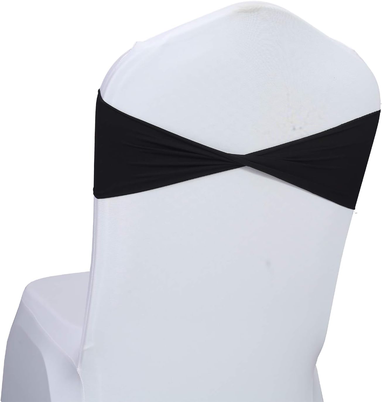 VDS Pack of 125 PCS | Black | Spandex Chair Sashes Bows Without Buckle | Stretch Elastic Banquet Universal Folding Chair Band Tie with for Wedding Party Conference Celebration Event Decoration