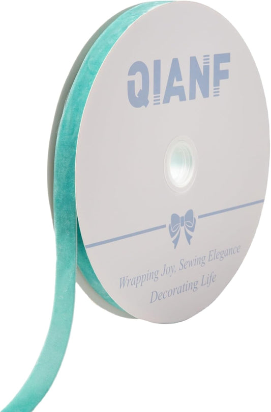 Vintage Turquoise Blue Velvet Ribbon Christmas Ribbon for Gift Wrapping Crafts Christmas Tree Ornaments Garland Decorations, 5/8 Inch X 25Yd