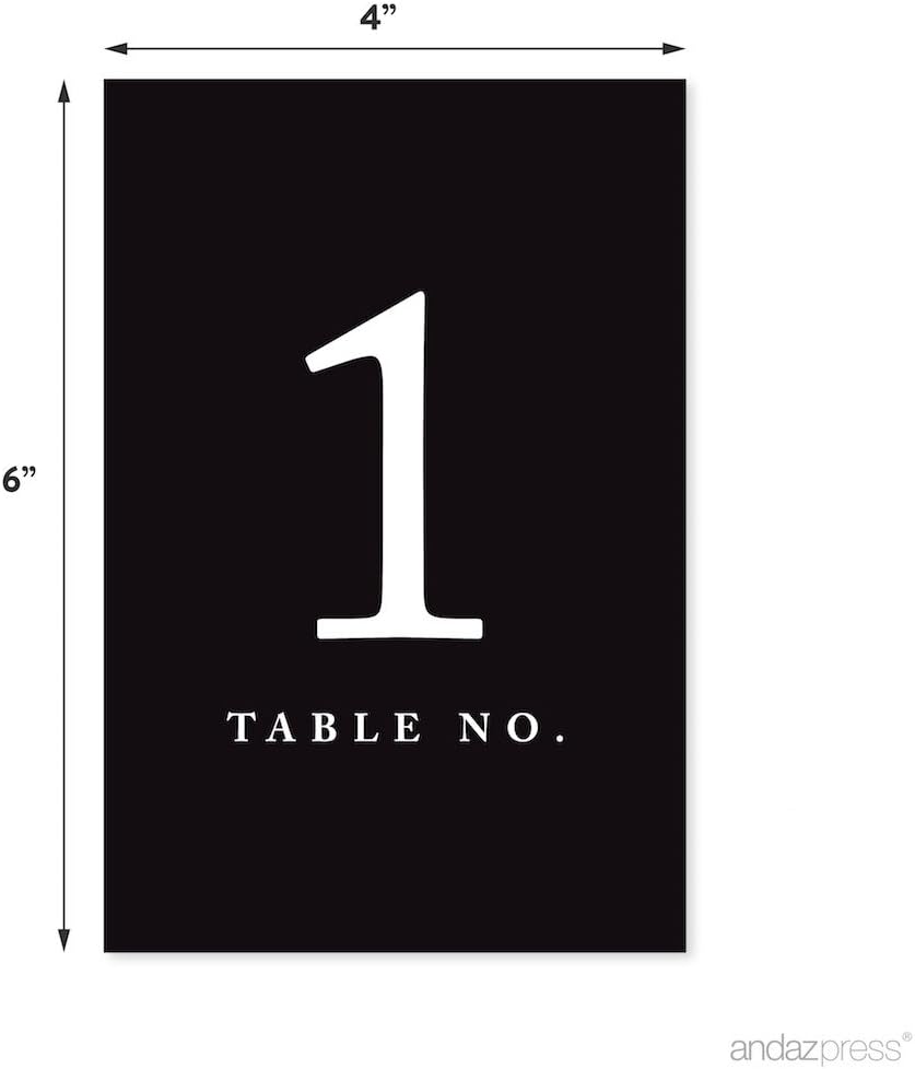 Andaz Press Table Numbers 1-20, Black, 4x6-Inch Single Side, 1-Set, For Weddings & Graduations