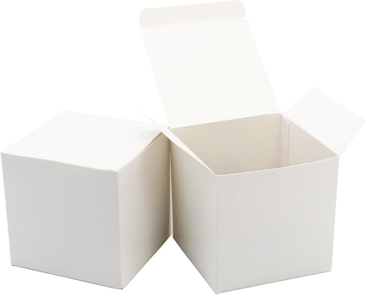 Oletx 25 Pcs White Paper Gift Boxes, Small Candy Boxes Bulk, 4x4x4 inch Gift Box with Lids, Goodie Treat Boxes for Party Favors, Birthday Gifts, Wedding Gifts
