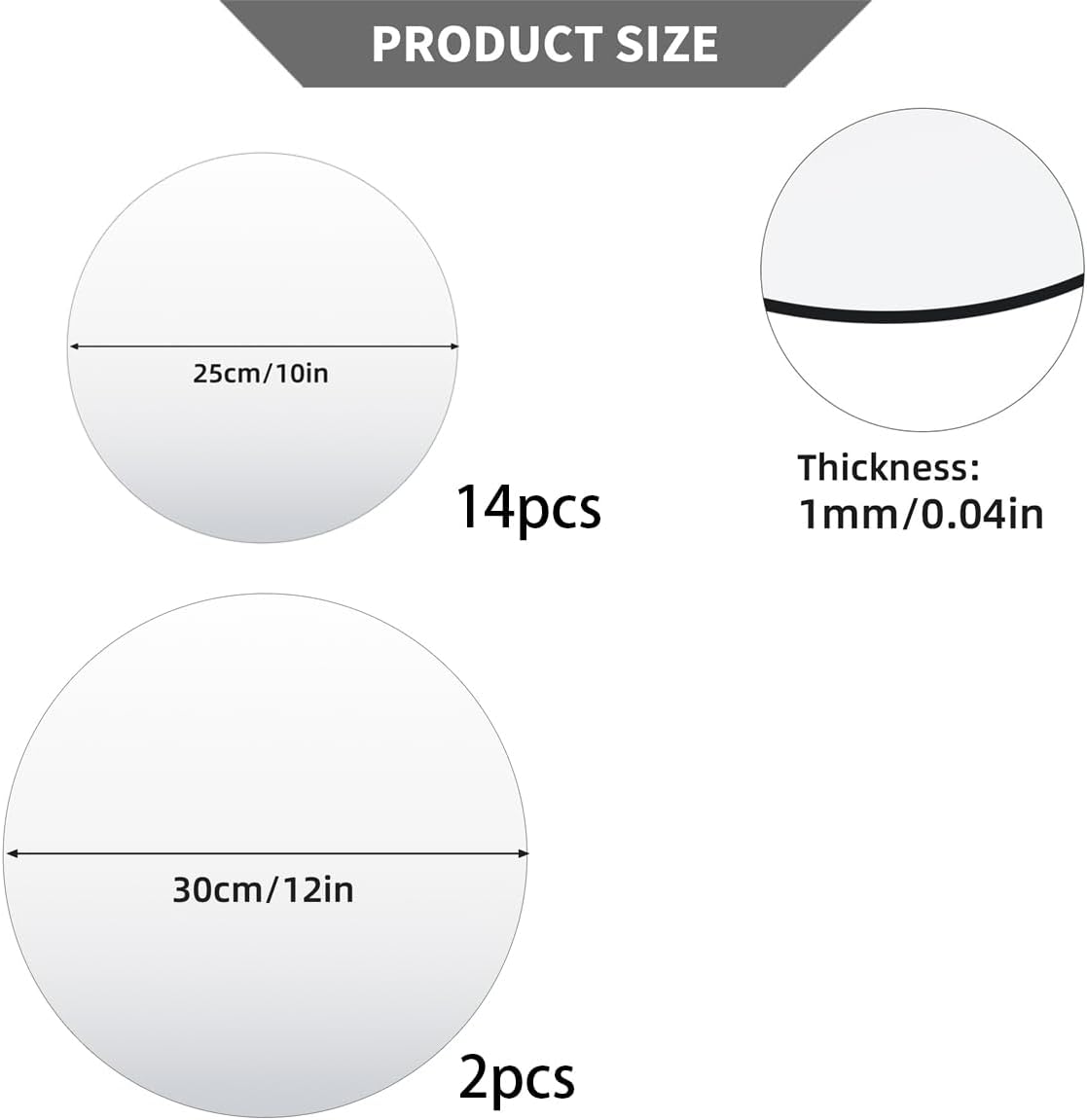 16PCS Acrylic Round Mirrors for Centerpieces Circle Mirror Tiles Candle Plate Set for Table Centerpieces Home Wall Mirror for Wedding Birthday Christmas Table Centerpieces Decorations (10inch +12inch)