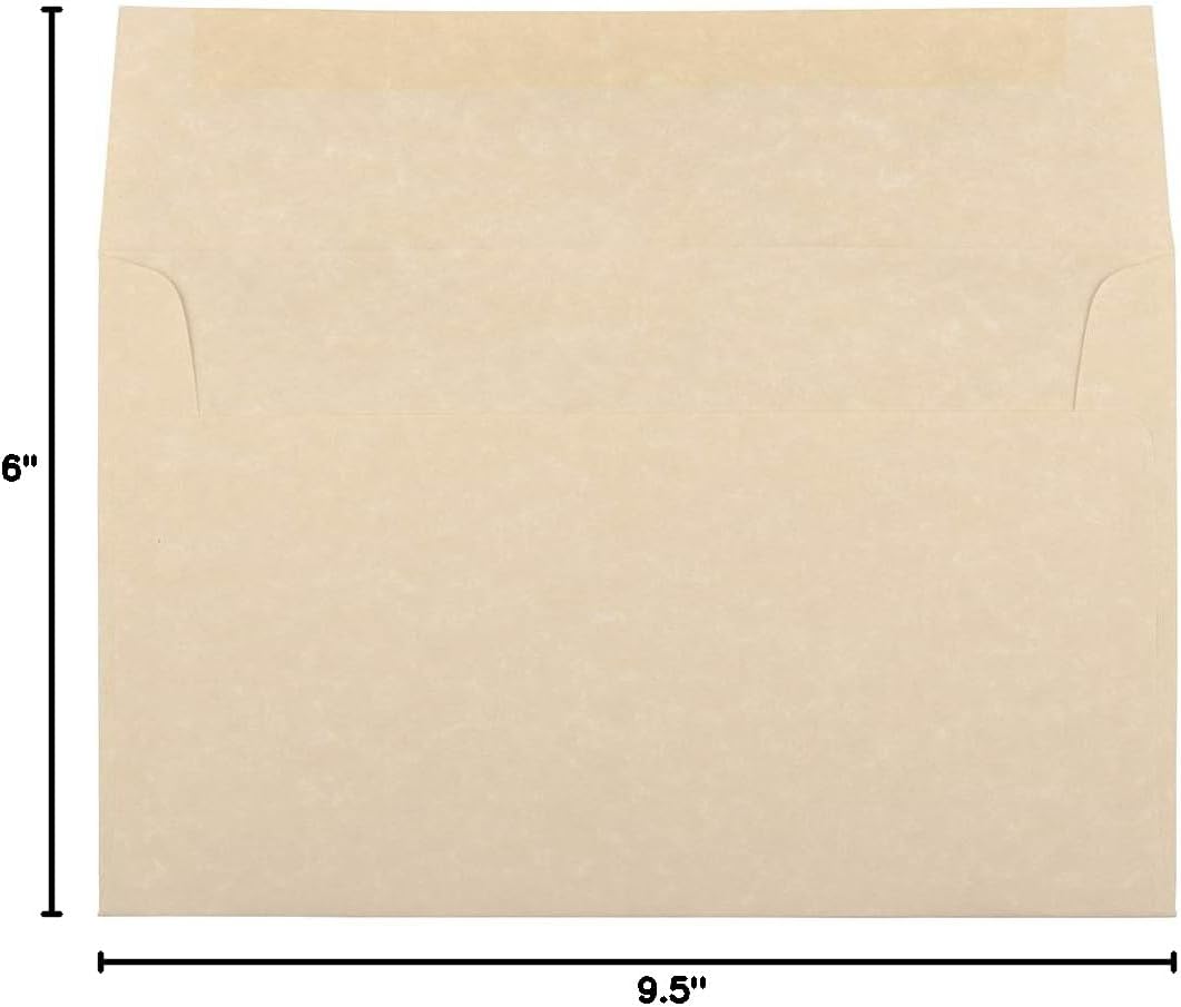 JAM PAPER A10 Parchment Invitation Envelopes - 6 x 9 1/2 - Brown Recycled - 50/Pack