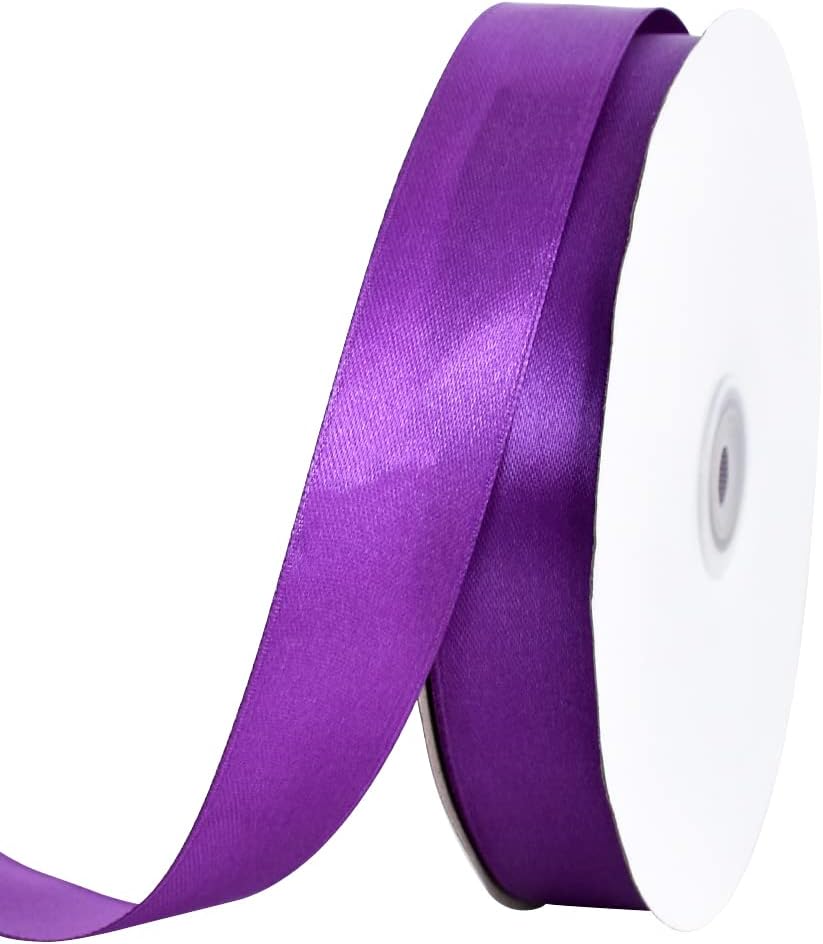 TONIFUL 1 Inch x 100yds Purple Satin Ribbon, Thin Solid Color Satin Ribbon for Gift Wrapping, Crafts, Hair Bows Making, Wedding Party Decoration, Invitation Cards, Floral Bouquets, Christmas,Halloween