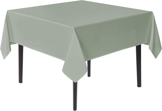 sancua Square Tablecloths 85x85 Inch - Sage Green Fabric Table Cloth for Square or Round Tables, Washable Polyester Table Cover for Outdoor Party, Birthday, Buffet, Resturant