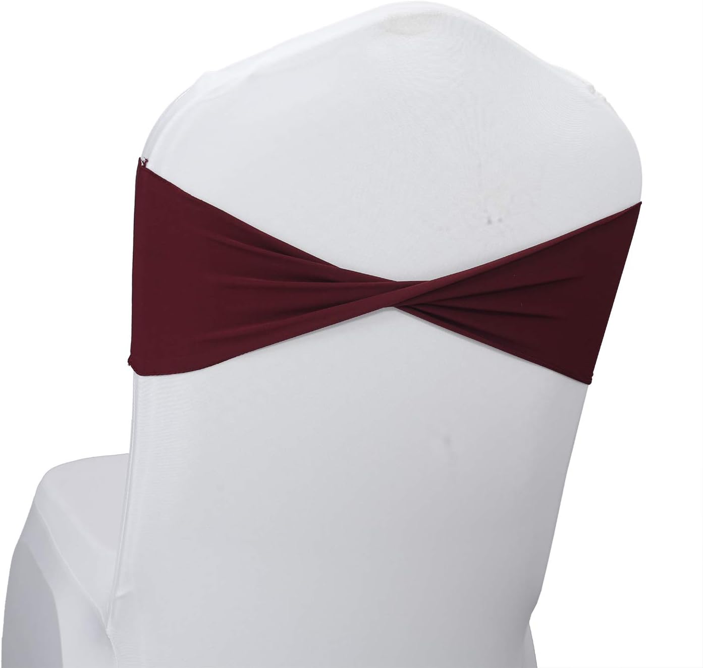 VDS Pack of 125 PCS | Burgundy | Spandex Chair Sashes Bows Without Buckle | Stretch Elastic Banquet Universal Folding Chair Band Tie with for Wedding Party Conference Celebration Event Decoration