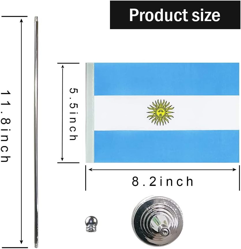 Argentina Flag Argentine Flags, Small Mini Argentine Desk Flag, Used for Table Office Classroom Home Patriotic Events Decorations