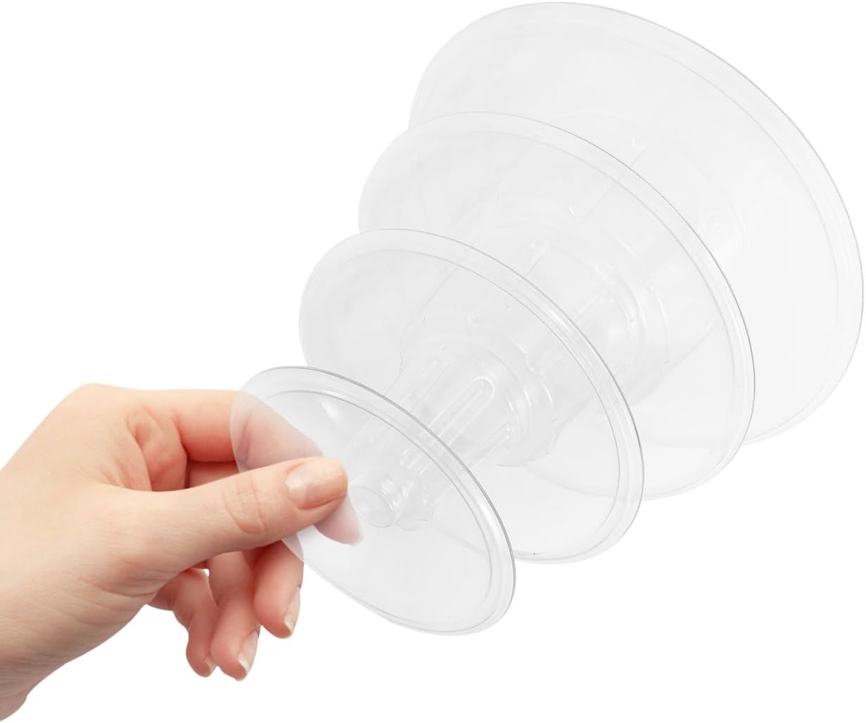 DOITOOL Macaron Tower Stand 4 Tier Transparent Plastic Round Macaron Tower Display Stand for French Macarons Cupcake Cake Holder Platter for Shower, Birthday, Wedding Party Decor