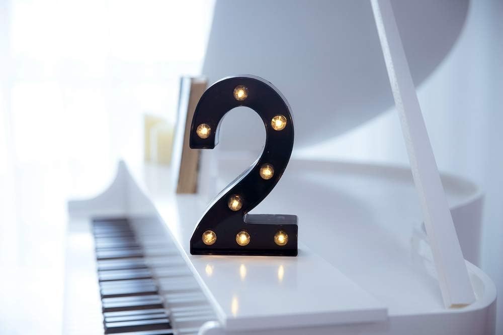 Foaky Black LED Marquee Number Lights Sign Light Up Marquee Number Lights Sign for Night Light Wedding Birthday Party Battery Powered Christmas Lamp Home Bar Decoration