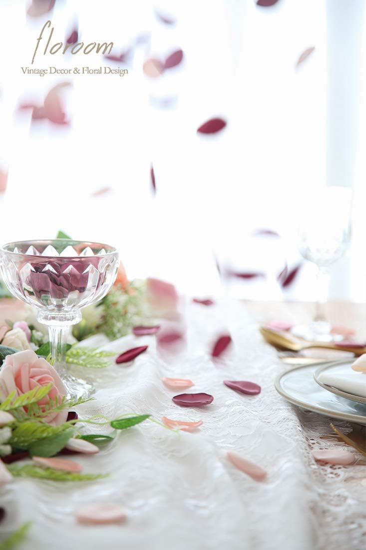 Floroom 500pcs Rose Petals Burgundy Maroon Faux Silk Flower Petals for Wedding Flower Girl Basket Aisle Scatter Dinner Table Centerpieces Party Confetti Bridal Shower Romantic Night Decoration