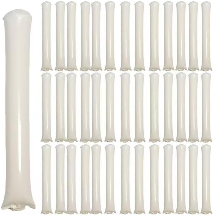 40pcs Round headTeam Spirit Boom Sticks Thunder Sticks Cheering Sticks Team Spirit Plastic Cheerleading Spirit Stick Clapper Inflatable Noise Maker Sports Supply (White)