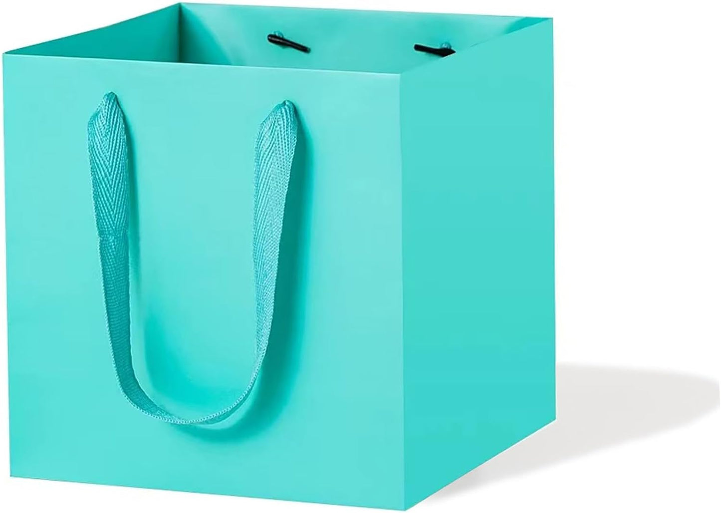 Teal Blue Paper Gift Bag Small Square Bottom Kraft Paper Bags with Handles for Wedding Baby Shower Birthday Party (Teal Blue, 6 x 6 x 6 in, 10 CT)