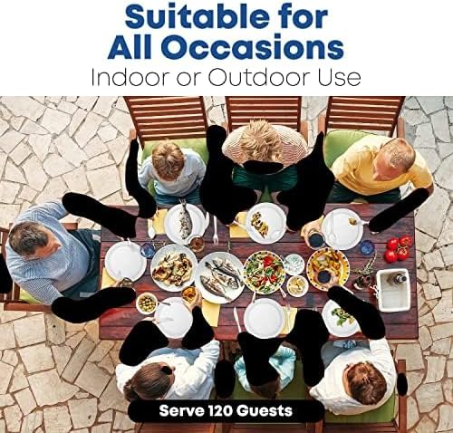 780 Piece Disposable Clear Tableware Set for 120 Guests By StockHomery- Microwavable Plastic Dinnerware Set of 120 9” Plates, 180 6” Dessert Plates, 120 9oz Cups,120 Spoons, Forks, Knives,