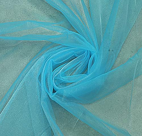 VDS Turquoise Organza Fabric, 30 Yards Continuous, 45” Wide, Wedding Party Decoration Iridescent Crystal Sheer Shiny Organza Tulle Bridal Dress DIY Crafts Costume Sewing Backdrop Arch Cloth