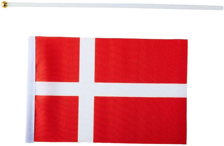 Denmark Flag Danish Flag, Small Mini Handheld Denmark Flags on Stick, Ideal for Party Parades Sports Events Patriotic Festival Decorations
