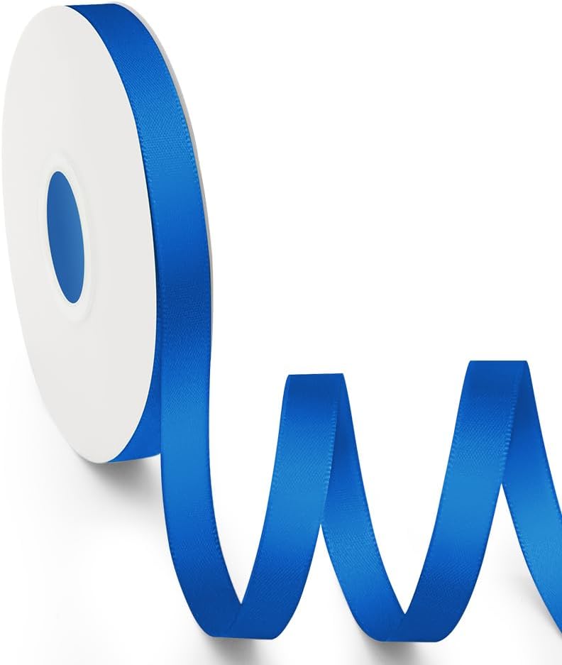 KMER LIFE 3/8 inch x 25 Yards Double Faced Polyester Royal Blue Satin Ribbon, Perfect for Gift Wrapping Very Suitable for Weddings Party Invitation Decorations and More