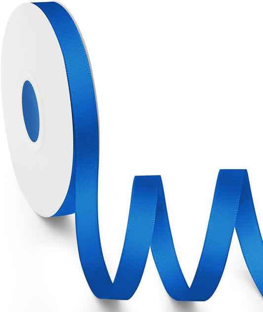 KMER LIFE 3/8 inch x 25 Yards Double Faced Polyester Royal Blue Satin Ribbon, Perfect for Gift Wrapping Very Suitable for Weddings Party Invitation Decorations and More