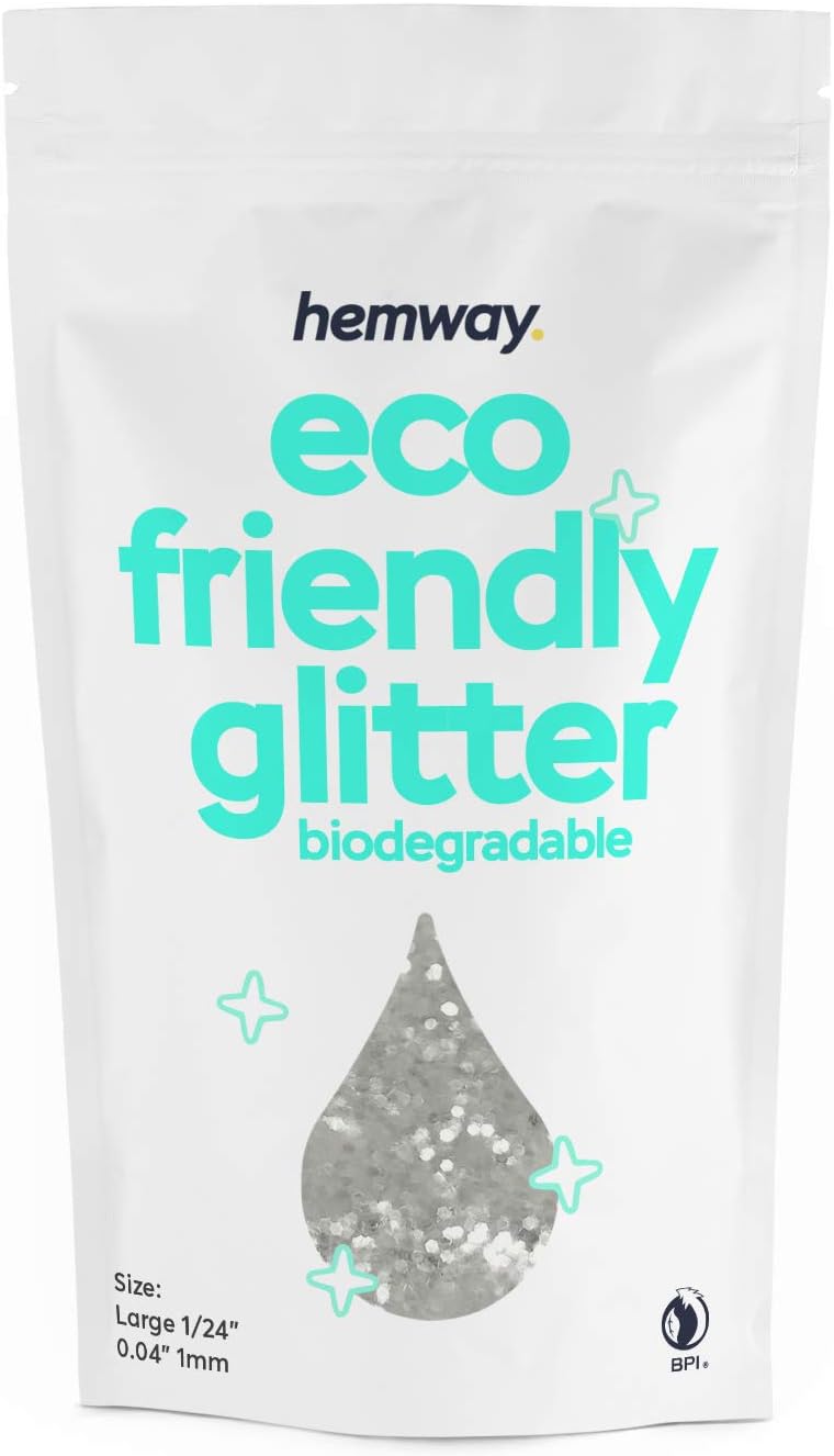 Hemway Biodegradable Glitter Eco Friendly - 100g/3.5oz Bio Cosmetic Safe Sparkle Vegan for Face Eyeshadow Body Hair Festival Makeup Craft - Super Chunky (1/8" 0.125" 3mm) - White Iridescent