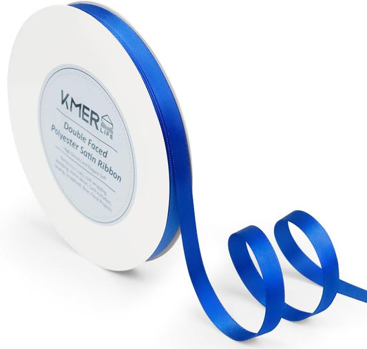 Double Faced Royal Blue Satin Ribbon, 3/8" x 50 Yards Ribbons, Perfect for Crafts, Wedding Decor, Bow Making, Sewing, Gift Package Wrapping and More