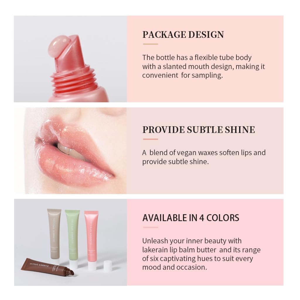 Summer Hydrating Lip Butter Balm Set - Ultra-Nourishing with Shea & Olive Butter，Soothes & Repairs Dry Lips, Non-Sticky Long-Lasting Moisture(Lced coffee&Cake,Pack of 2)