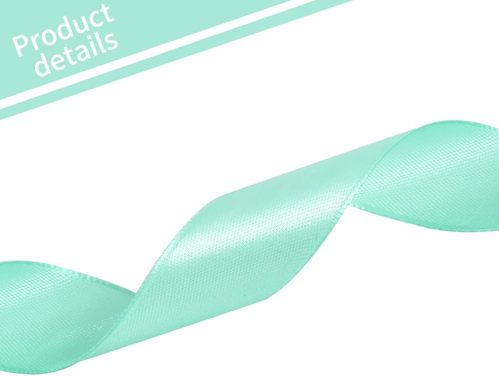 TONIFUL 1 Inch x 100yds Teal Turquoise Blue Satin Ribbon, Thin Solid Color Satin Ribbon for Gift Wrapping, Crafts, Hair Bows Making, Wedding Party Decoration, Invitation Cards, Floral Bouquets