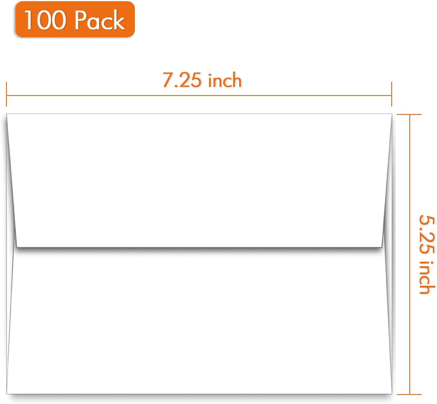 A7 Printable White Envelopes 5x7 100 Pack Quick Self Seal,for 5x7 Cards Perfect for Weddings, Invitations, Photos, Graduation, Baby Shower 5.25 x 7.25 inches，AZAZA