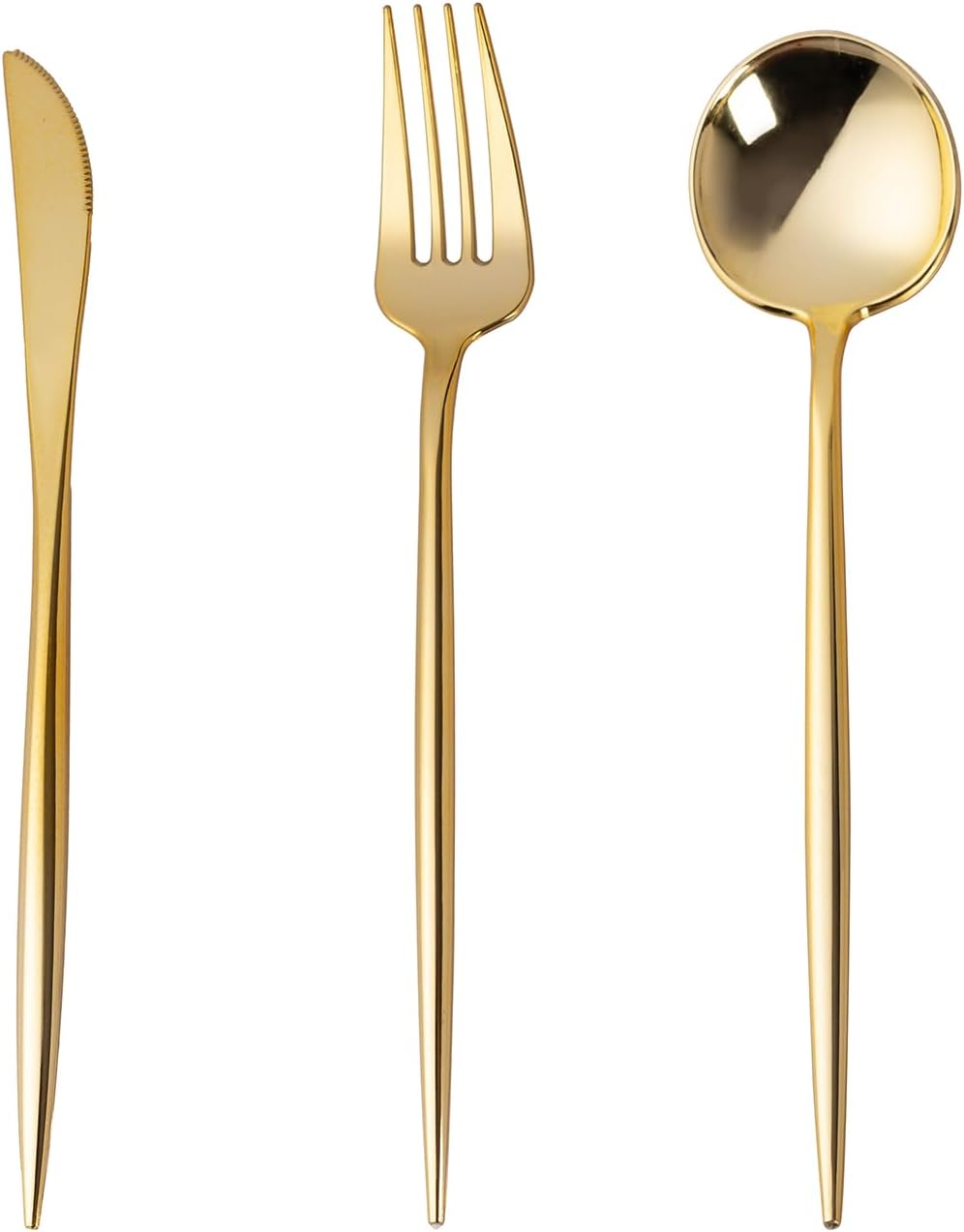 150PCS Gold Plastic Silverware,Heavy Duty Disposable Utensils Include 50 Forks,50 Spoons and 50 Knives,Gold Cutlery Plastic Silverware Sets for Party, Birthday,Wedding